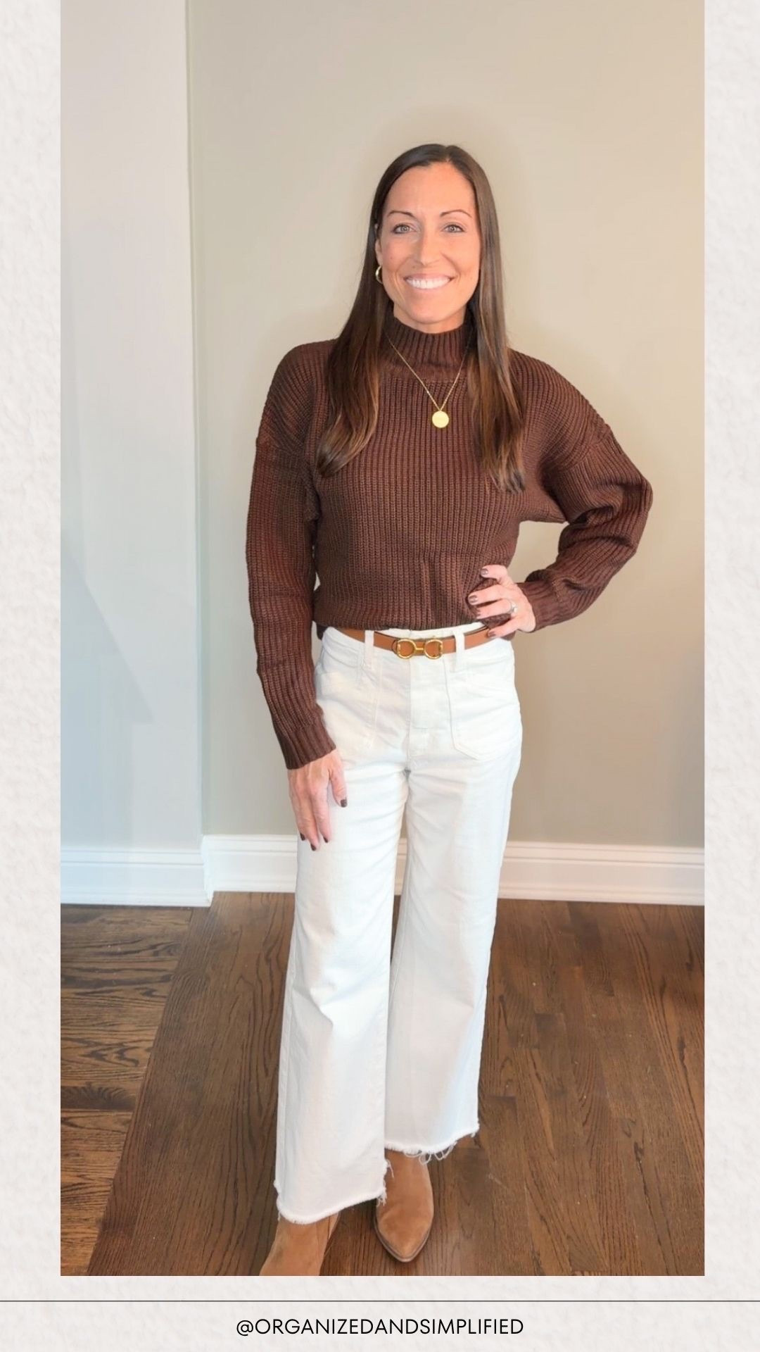 I love wearing white pants for the holidays!  They pair perfectly with this espresso brown sweater!

#LTKHoliday #LTKWorkwear #LTKSeasonal