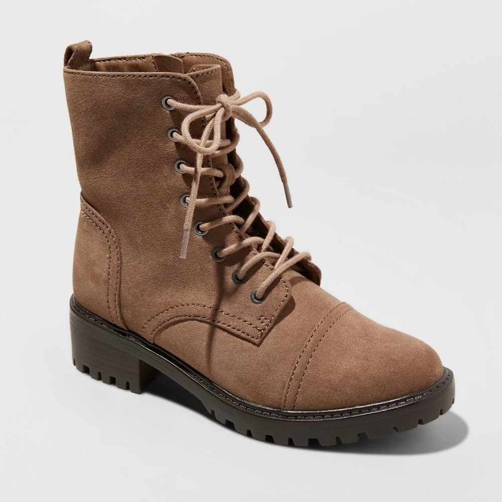 Women's Kamryn Lace Up Combat Boot - Universal Thread Taupe 5.5, Brown | Target