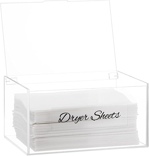 SUBEKYU Acrylic Dryer Sheet Container for Laundry Room,Dryer Sheet Holder Dispenser with Lid for ... | Amazon (US)