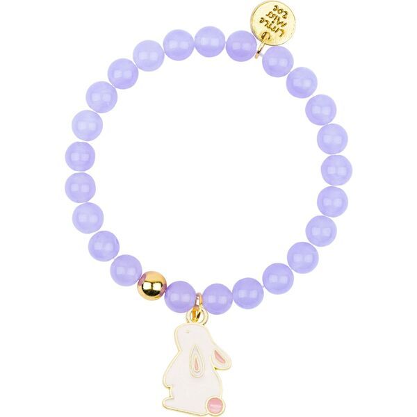 Lavender Gemstone Bracelet with Bunny Enamel Charm | Maisonette