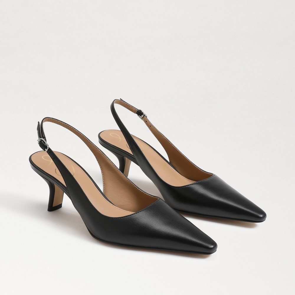Sam Edelman Bianka Slingback Pump Black Leather 9.5 | Sam Edelman CA