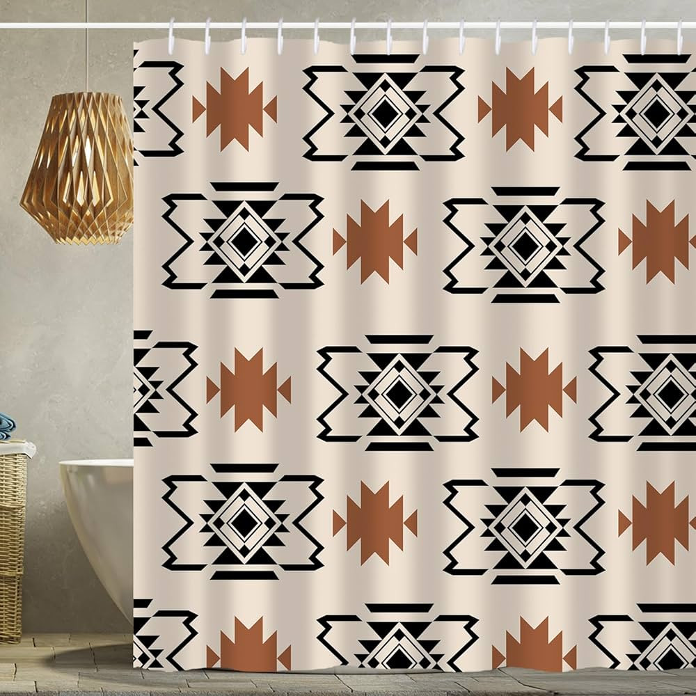She Love Western Aztec Shower Curtain Boho Abstract Pattern Geometric Vintage Shower Curtain with... | Amazon (US)