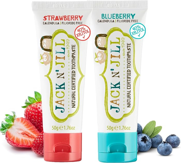 Jack N' Jill Natural Toothpaste for Kids - Fluoride Free Toothpaste, 40% Xylitol, BPA Free - Stra... | Amazon (US)
