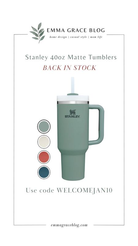 Stanley 40oz matte tumbler back in stock!! Available in 4 colors! 
Shale, Dune, Red Rust, Stormy Sea
Code WELCOMEJAN10 for a discount!

#LTKGiftGuide #LTKsalealert #LTKFind