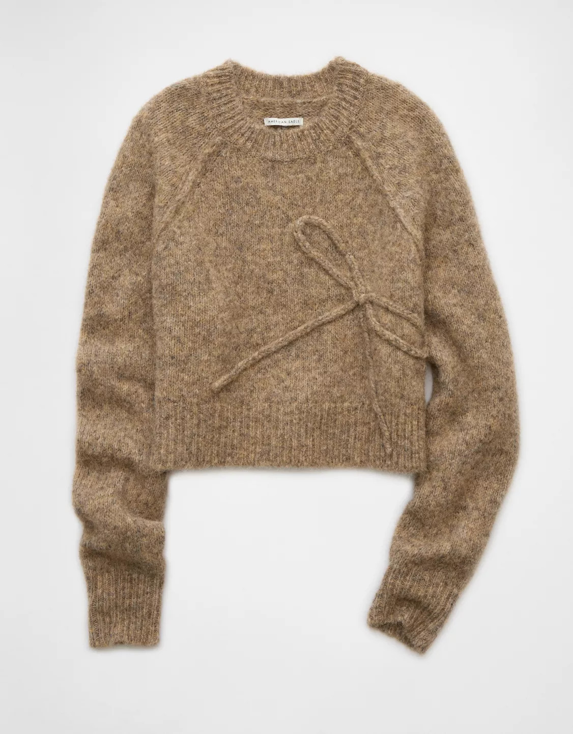 AE Cropped Crew Neck Bow Sweater | American Eagle Outfitters (US & CA)