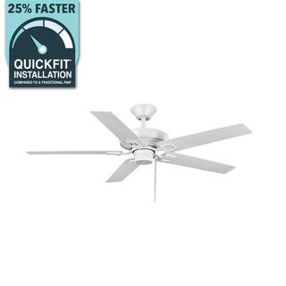 Hampton Bay Bayfield 52 in. Indoor Matte White Dry Rated Downrod Ceiling Fan with 5 Reversible Bl... | The Home Depot