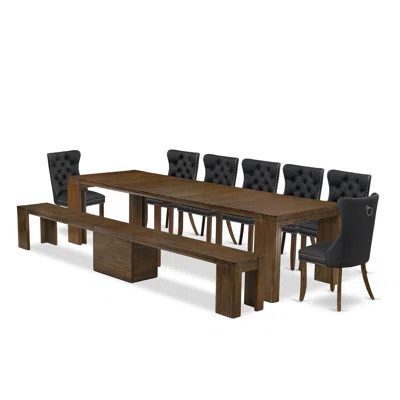 Extendable Dining Set Includes a Rectangle Xtenczar Table and Polyester Fabric Dining Chairs | Wayfair North America