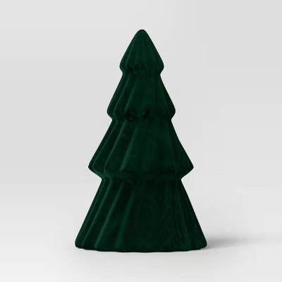 Flocked Ceramic Tree Christmas Sculpture - Wondershop™ Dark Green | Target