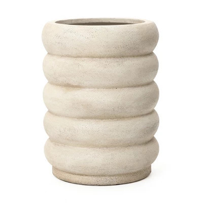 LuxenHome 23" Tall Planter Pot, Beige Large Plant Pot with Drainage Hole and Rubber Plug, Modern Floor Pot for Plants for Home Garden Patio | Target