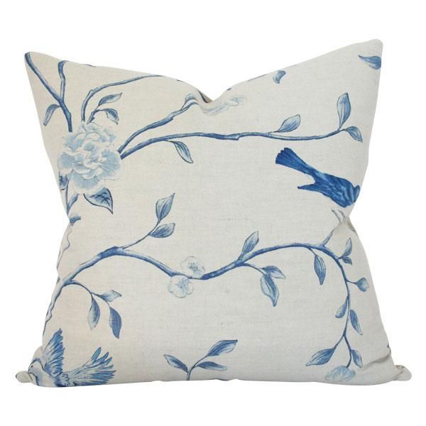 Blue & Taupe Chinoiserie Designer Pillow | Arianna Belle