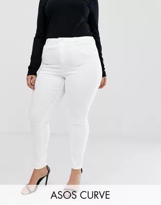 ASOS DESIGN Curve Ridley high waisted skinny jeans in optic white | ASOS US