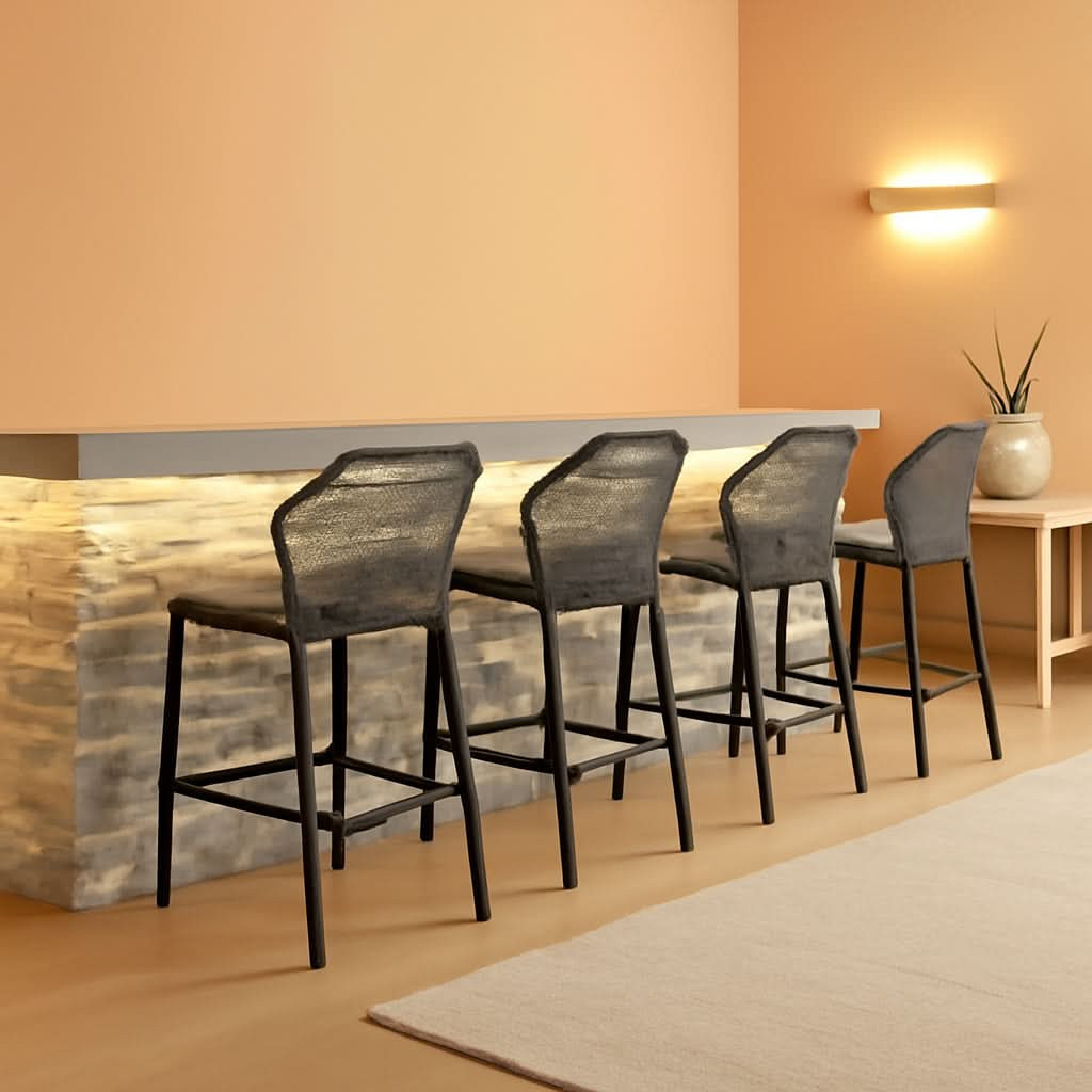 Counter Height Bar Stools Set Of 4 Woven Aluminum With Back And Arms | Shop Simon
