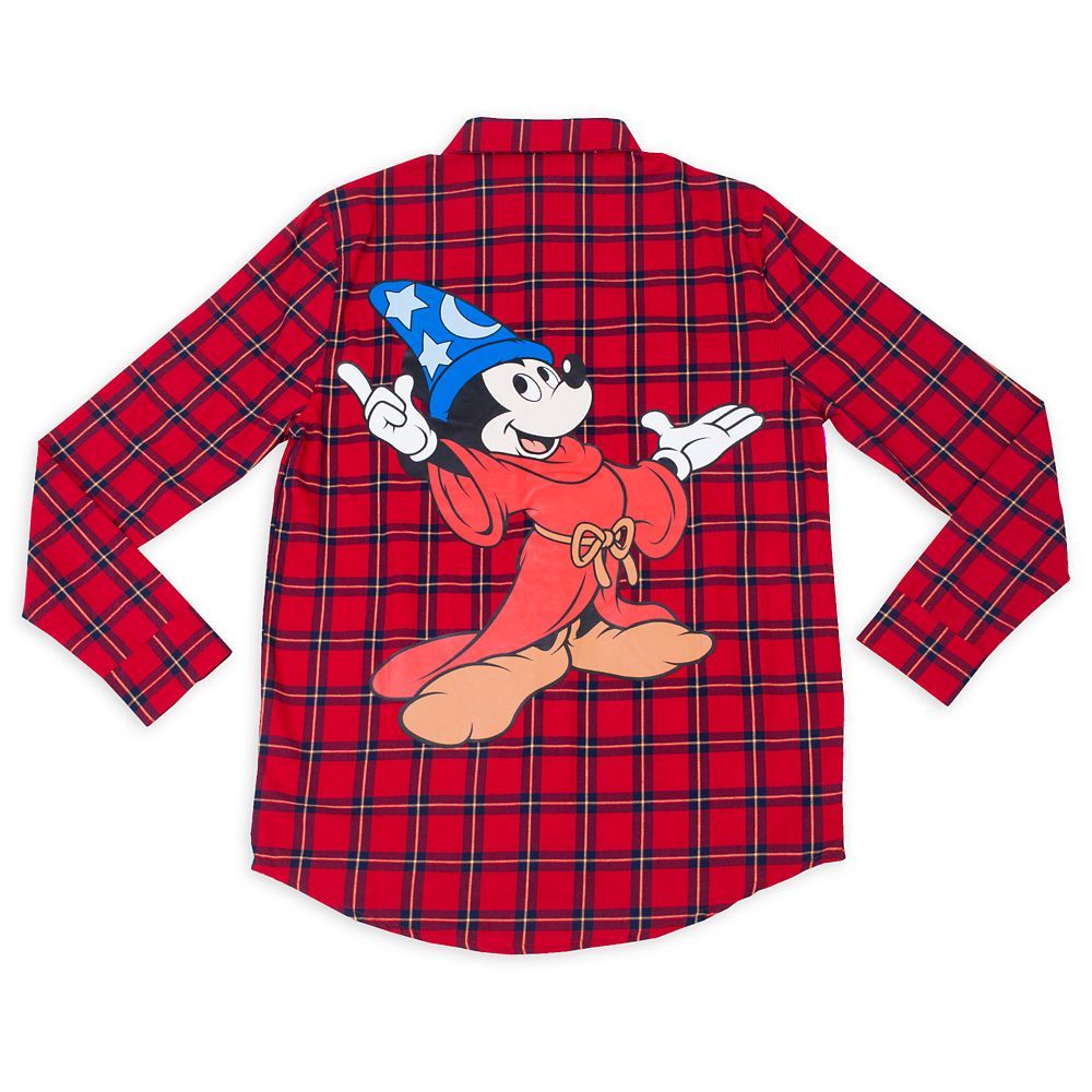 Sorcerer Mickey Mouse Flannel Shirt for Adults by Cakeworthy – Fantasia | shopDisney | Disney Store