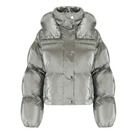 Elisabetta Franchi Female Steel Short Hooded Padded Jacket Silver Sizes IT 34-64 | Walmart (US)
