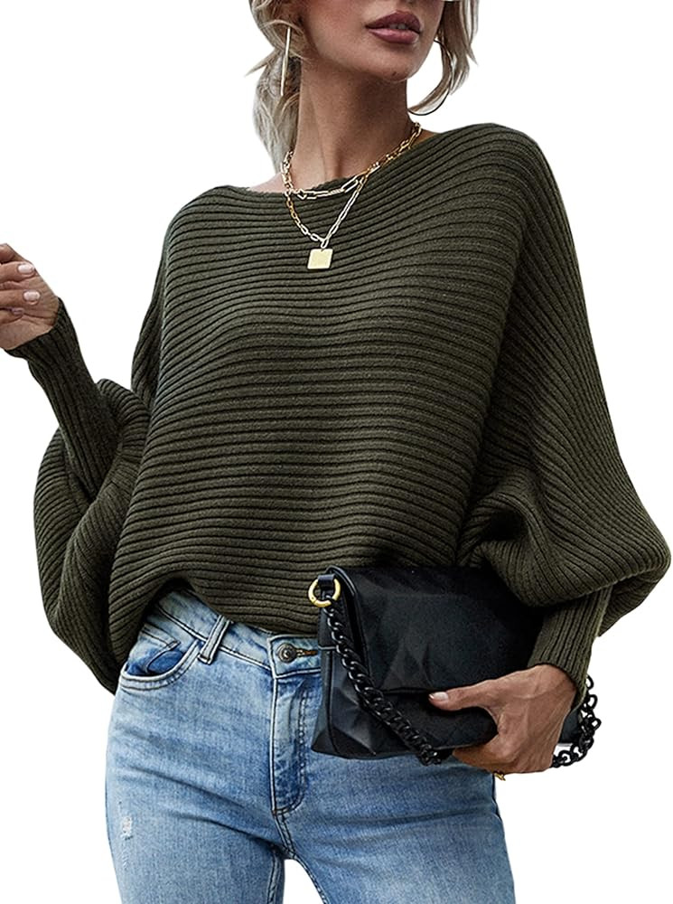 ECOWISH Women Sweater Long Sleeve Color Block Knit Pullover Sweaters Crew Neck Patchwork Casual L... | Amazon (US)