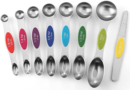 Spring Chef Magnetic Measuring Spoons Set, Dual Sided, Stainless Steel, Fits in Spice Jars, Multi... | Amazon (US)