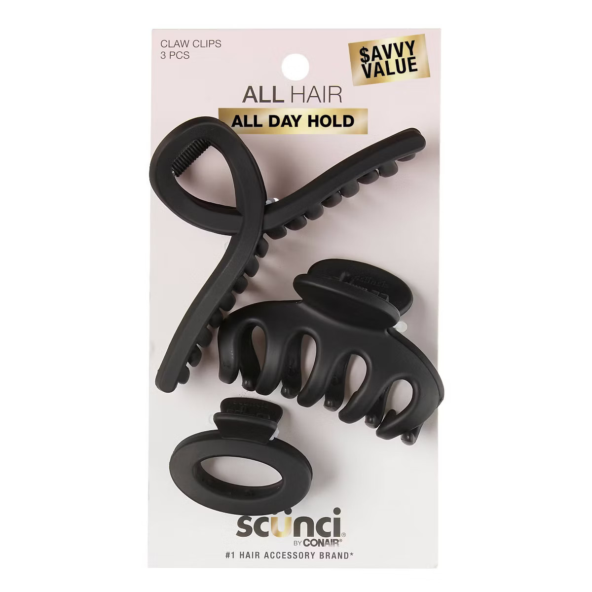 scünci Assorted Styles Claw Clips - Matte Black - All Hair - 3pcs | Target
