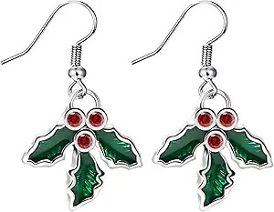 2 Pcs Mistletoe Christmas Dangle Earrings, Christmas Jingle Bells Drop Earrings for Women | Amazon (US)
