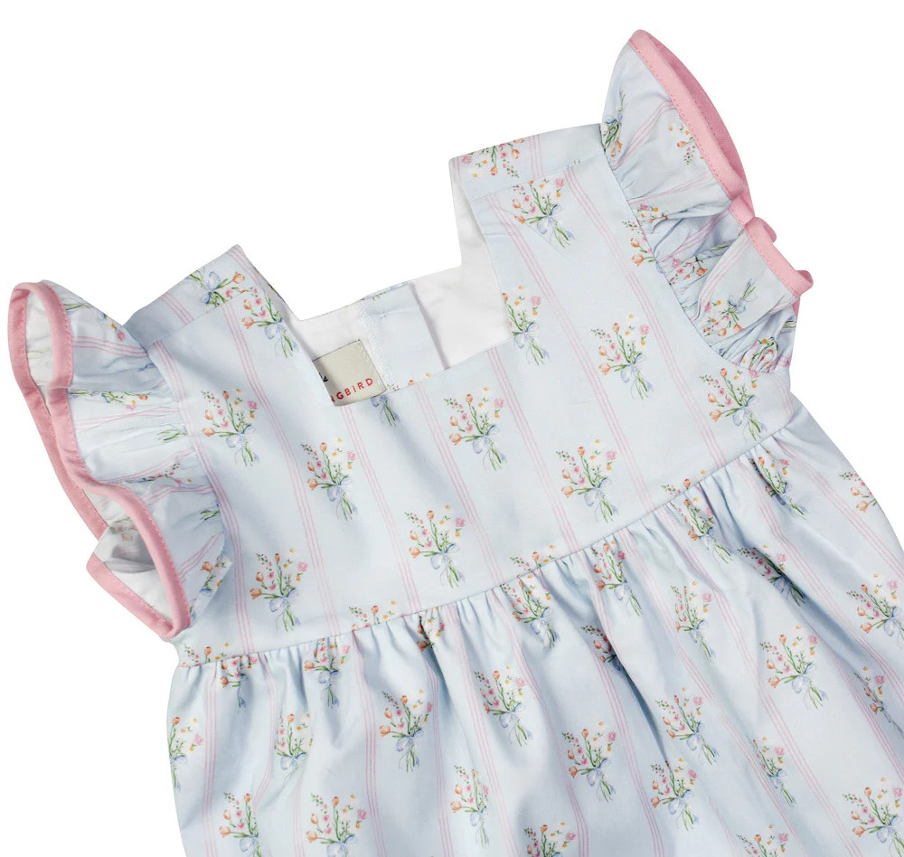 Floral Bouquet Ruffle Sleeve Bubble | Smockingbird Kids