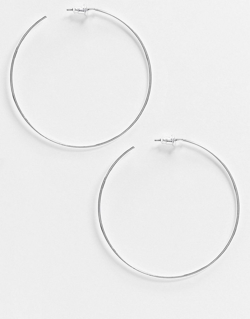 ASOS DESIGN fine wire 50mm hoop earrings - Silver | ASOS US