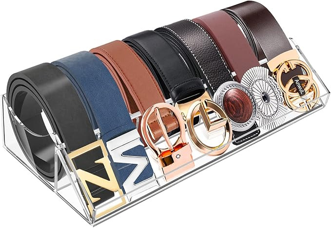 Acrylic Belt Organizer, FODIENS 7 Compartments Belt Storage Holder for Closet Drawer, Clear Belt ... | Amazon (CA)