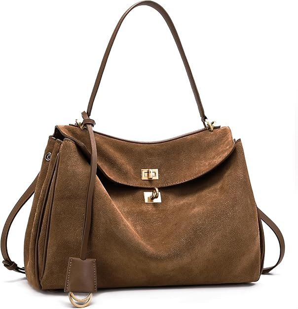 Suede Leather Tote Bag for Women: Fashion Shoulder Handbag Ladies Top-handle Satchel Purse for La... | Amazon (US)