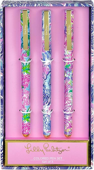 Lilly Pulitzer Colored Pen Set of 3, Includes Pink/Blue/Green Ink, Shade Seekers (Assorted) | Amazon (US)