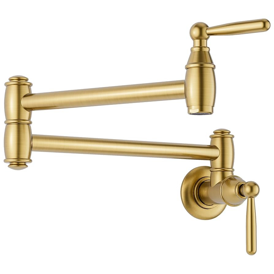 Gold Pot Filler Wall Mount, ARCORA Pot Filler Faucet 2 Handle with Double Joint Swing Arms Brass ... | Amazon (US)
