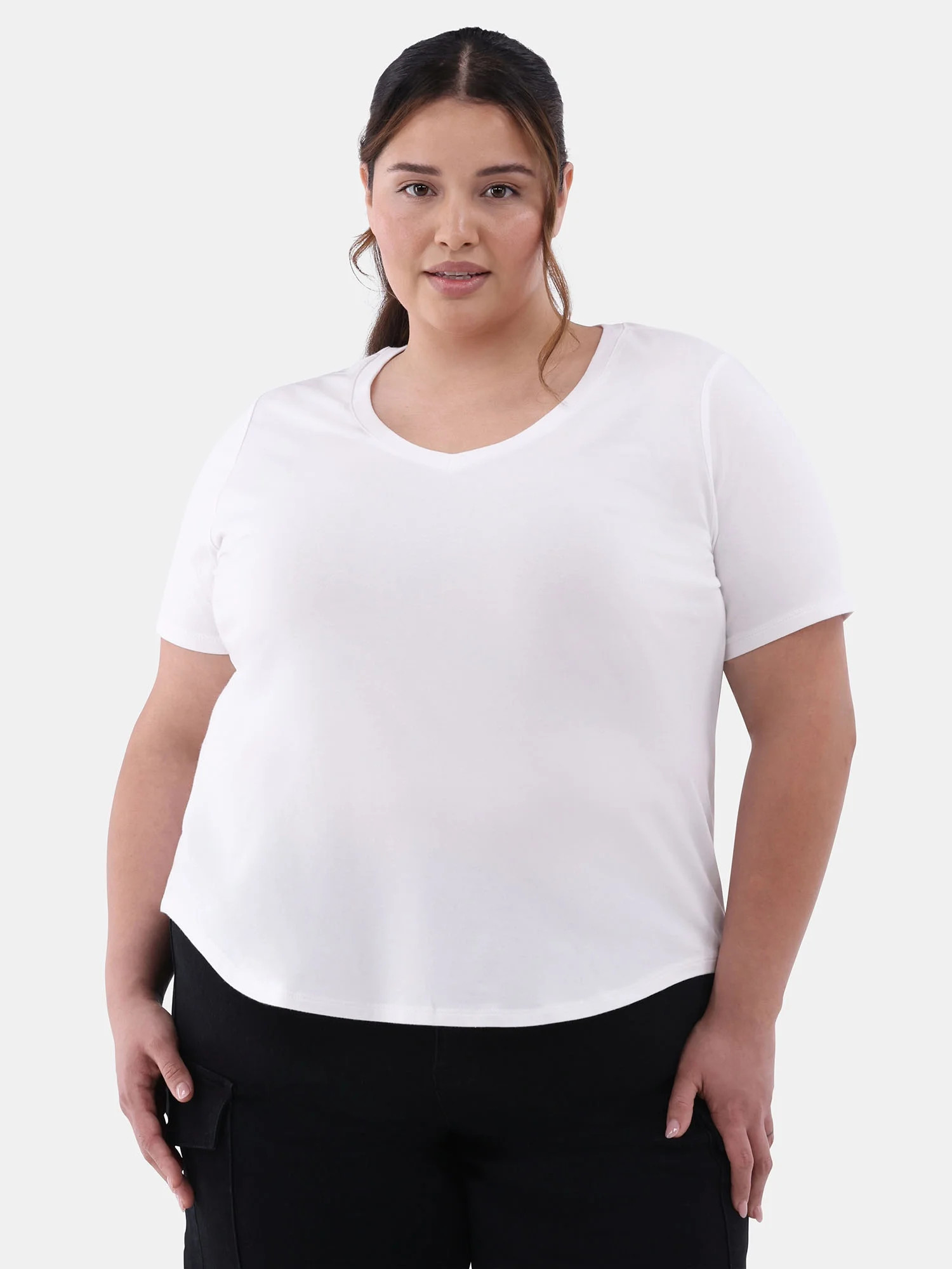 Terra & Sky Women’s Plus Size V-Neck Tee with Short Sleeves, Sizes 0X-4X - Walmart.com | Walmart (US)