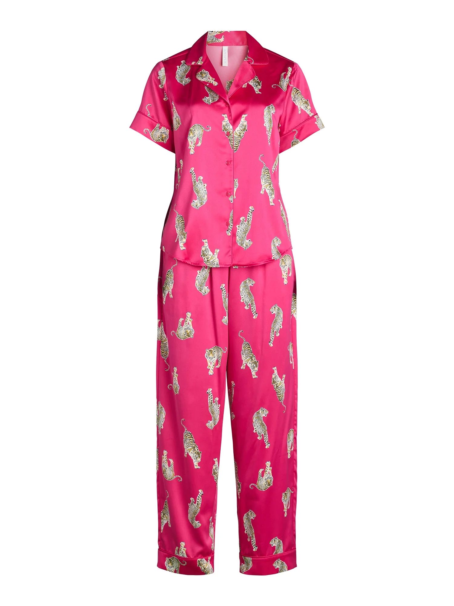 Joyspun Women’s Satin Top and Pants Pajama Set, 2-Piece, Sizes XS-3X | Walmart (US)