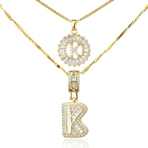 MINDEKA Initial Necklaces for Women,14K Gold Plated Letter Pendant Necklace Dainty Gold Necklace with Cubic Zirconia, Personalized and Trendy Accessories for Women Jewelry Gifts (K, Gold) | Amazon (US)