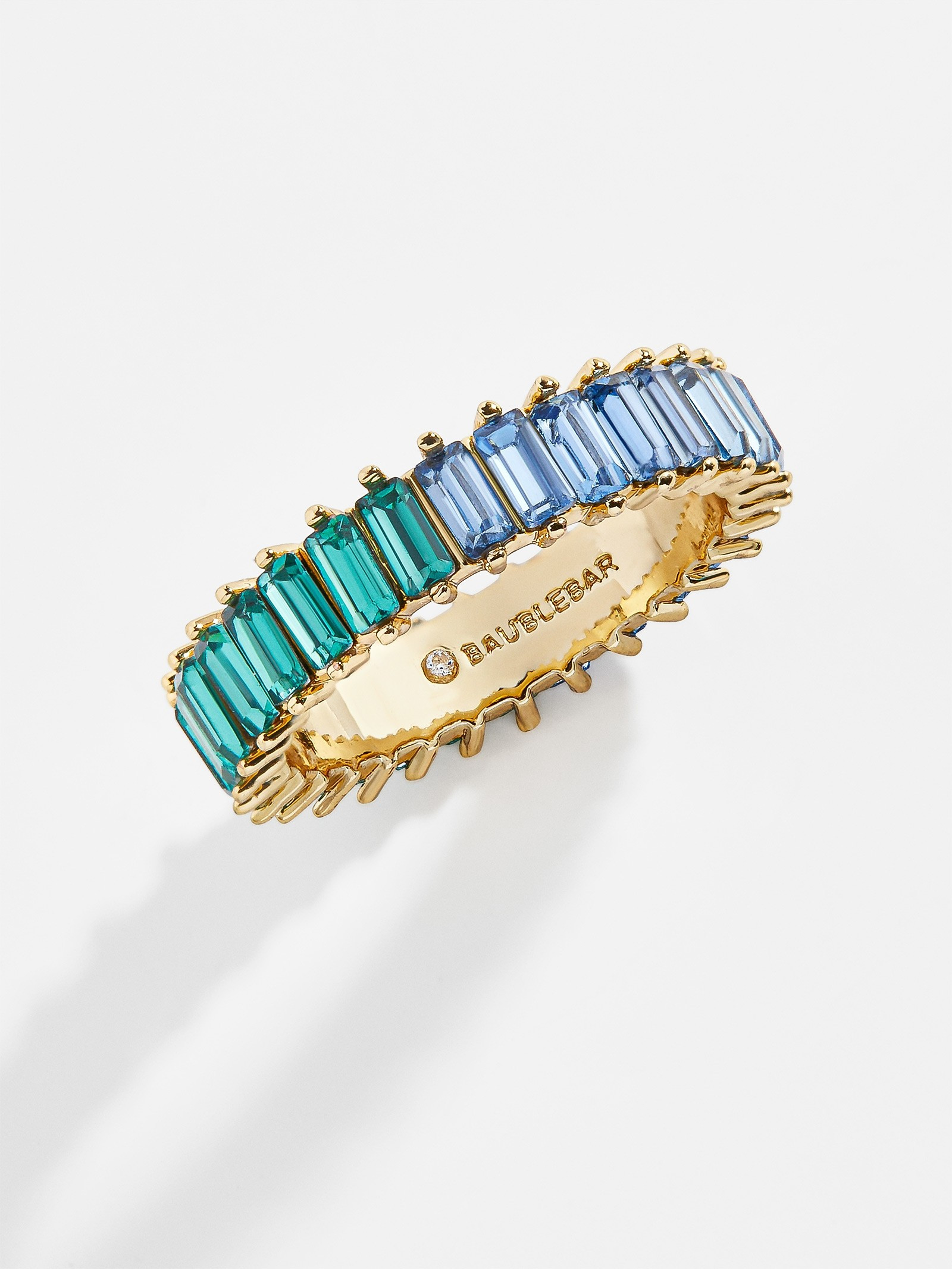 Mini Alidia Ring-Emerald/Light Blue-7 | BaubleBar (US)