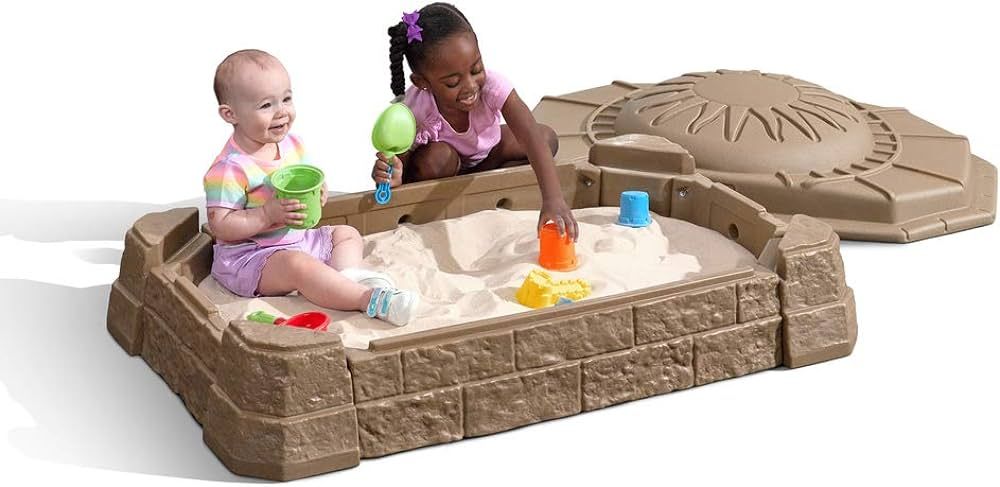 Step2 Naturally Playful Sandbox II, Kids Sand Activity Sensory Play Pit, 7 Piece Accessory Kit, T... | Amazon (US)
