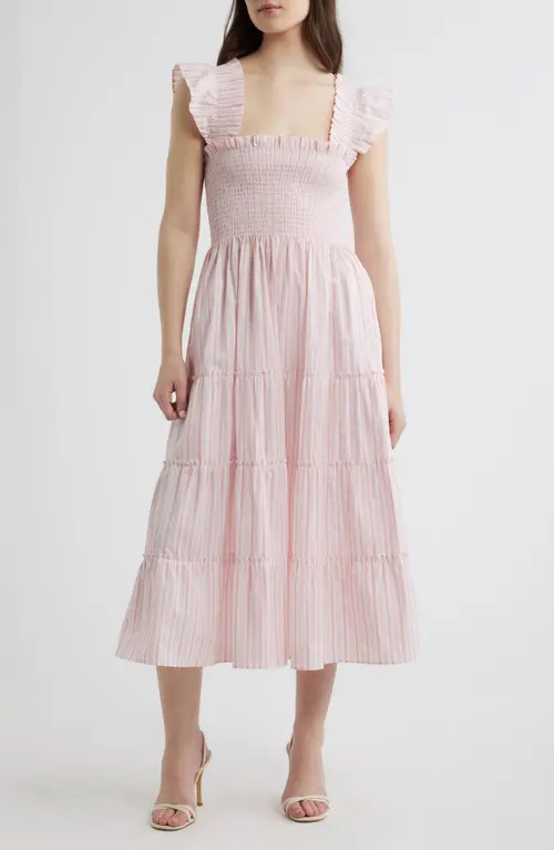Hill House Home The Ellie Nap Midi Dress in Variegated Stripe Pink at Nordstrom, Size Medium | Nordstrom
