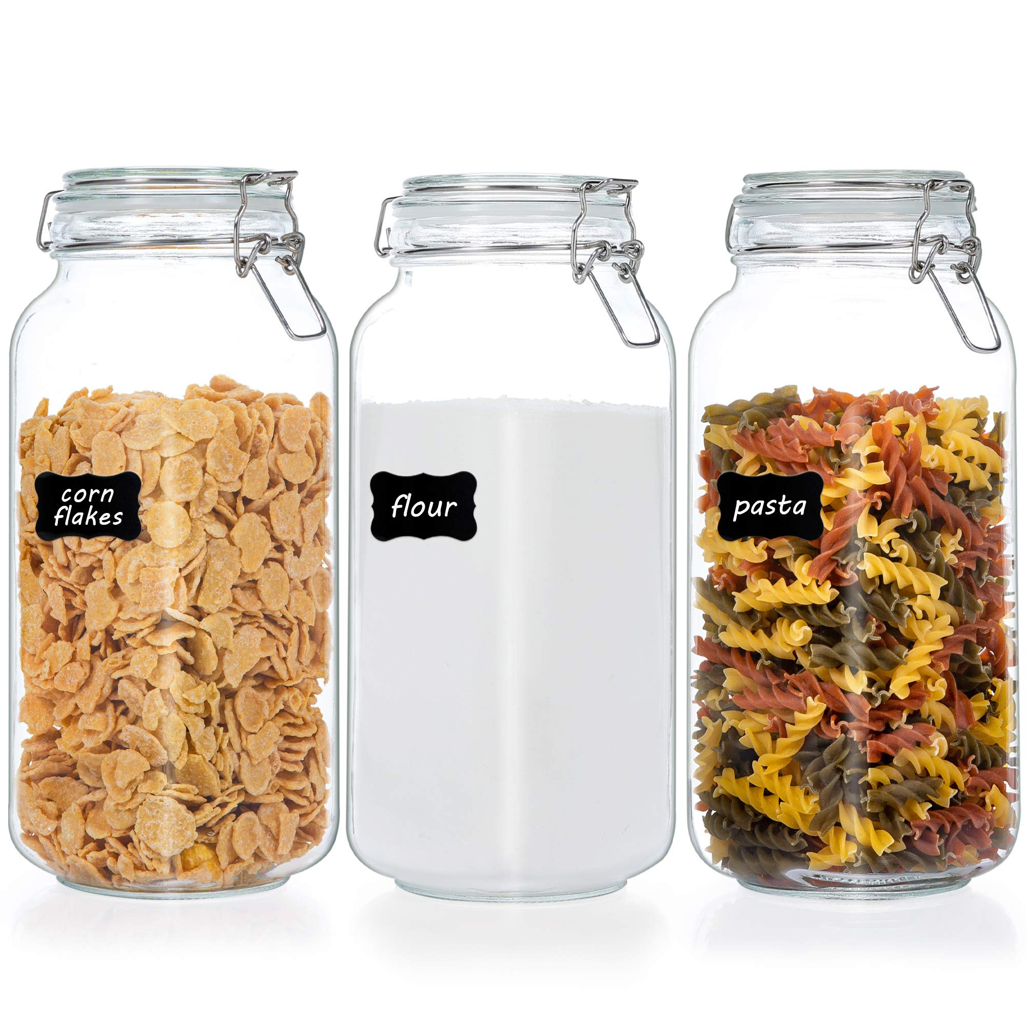 Vtopmart 78oz Glass Food Storage Jars with Airtight Clamp Lids, 3 Pack Large Kitchen Canisters for F | Amazon (US)
