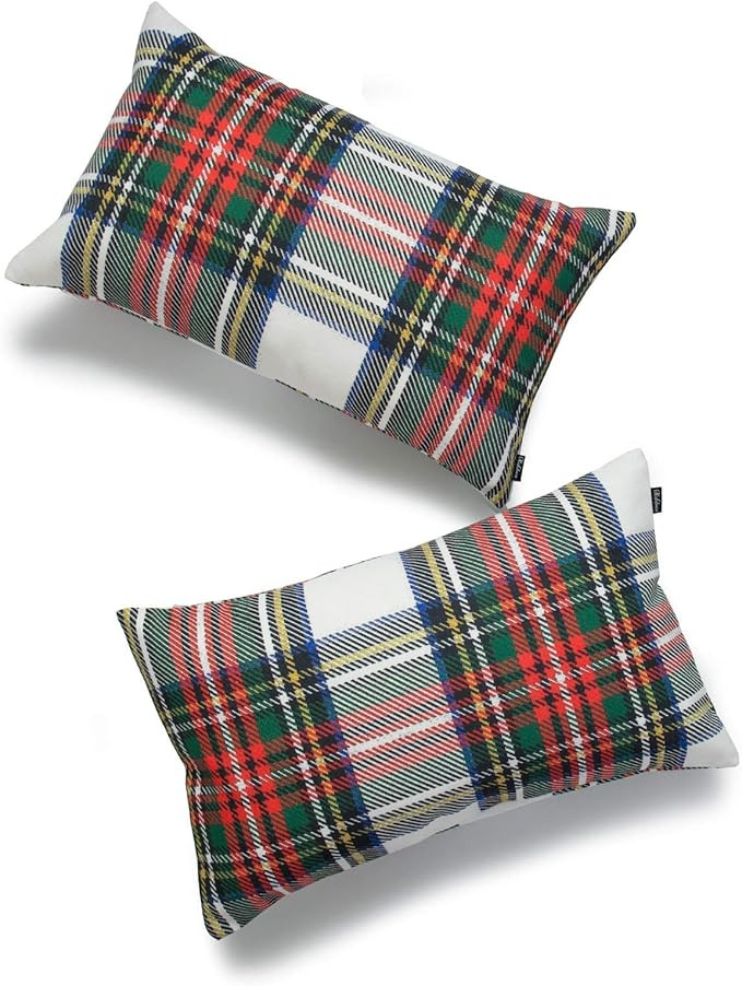 Hofdeco Decorative Throw Pillow Cover ONLY, Gray Classic Stewart Scottish Tartan Plaid (Canvas), ... | Amazon (US)