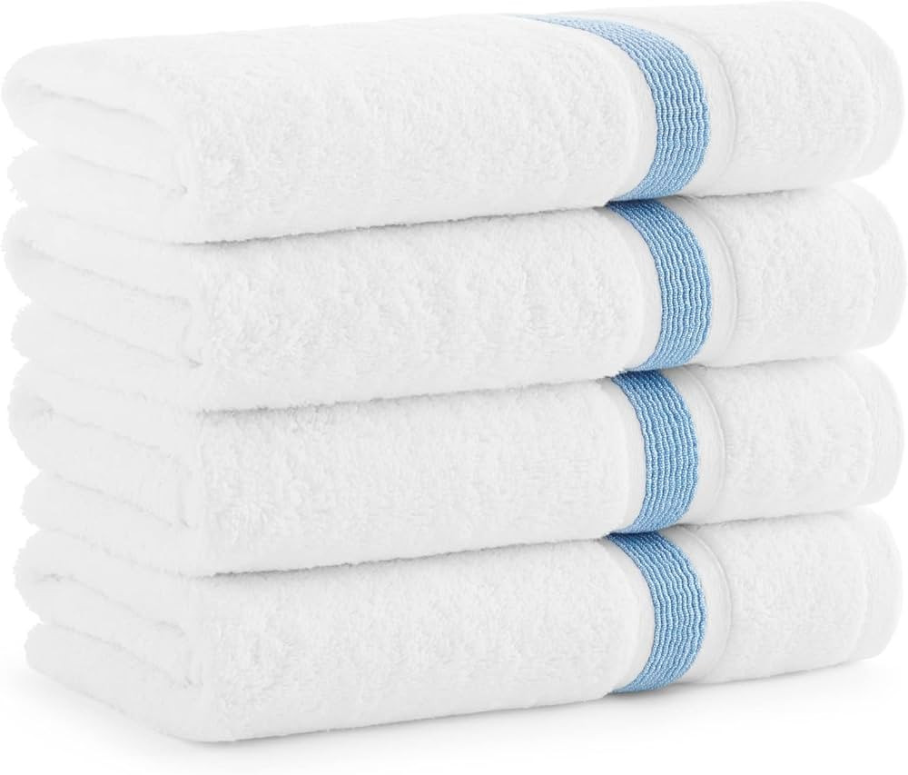 Aston & Arden Striped Turkish Hand Towels - (Set of 4) Extra Soft & Plush with Finest Long-Staple... | Amazon (US)