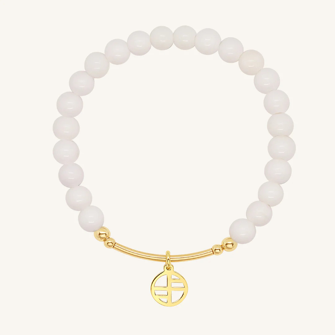 White Agate Charm Bracelet - Stone of Resilience | Francesca Jewellery