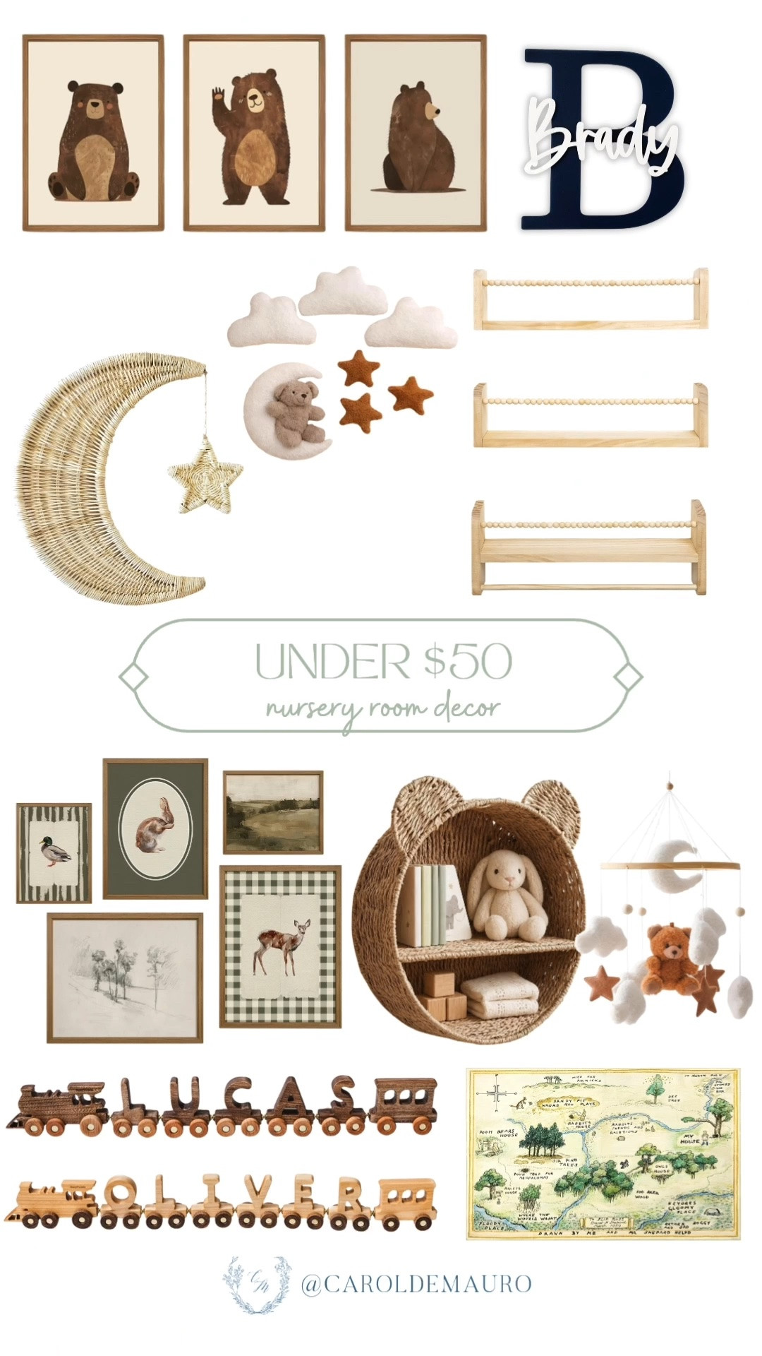 Proof that a nursery doesn't need a big budget to feel special! These bear prints, wicker nooks, and personalized wooden trains are all under $50.

nursery decor, budget nursery, personalized nursery, woodland nursery, nursery wall art, baby boy nursery, affordable decor, nursery accents, amazon home

#LTKHome #LTKKids #LTKBaby