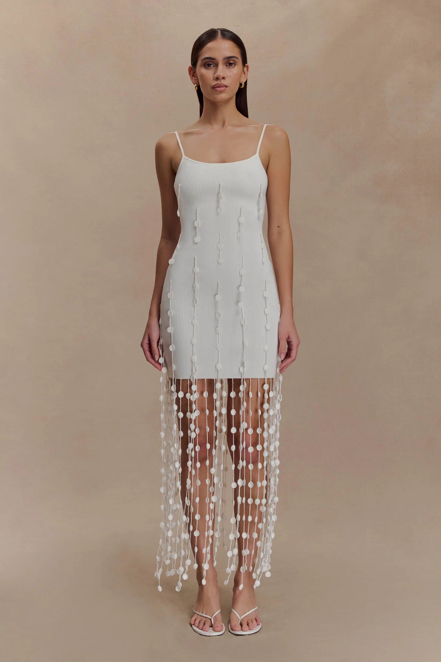 Tove Hand Knit Flower Mini Dress - White | MESHKI US