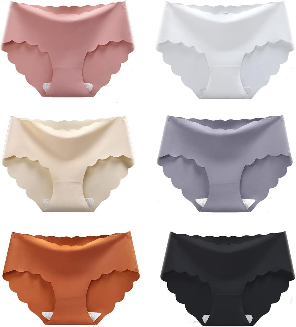 Alotou Women's Seamless Hipster No Show Invisible Ice Silk Stretch Underwears Bikini Underwear Pa... | Amazon (US)