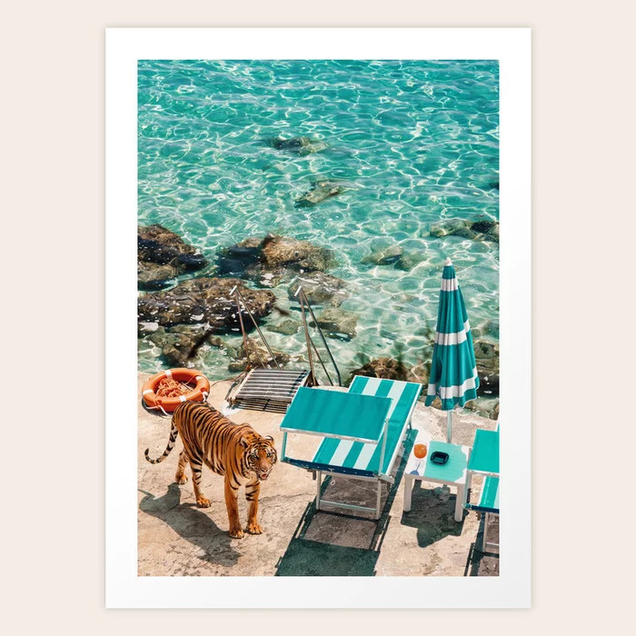 Beach Tiger Art Print | Society6