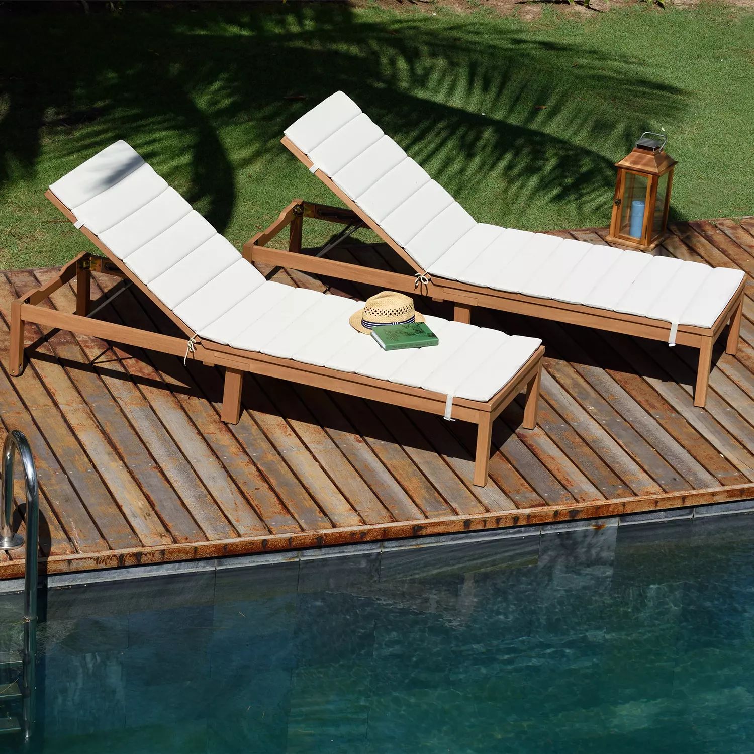 Amazonia Sandy 2-Piece Outdoor Lounger Set (Teak Finish) | Sam's Club