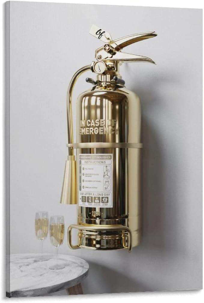 in Case of Emergency - Champagne Extinguisher - Luxury Edition Canvas Poster Wall Art Decor Print... | Amazon (US)