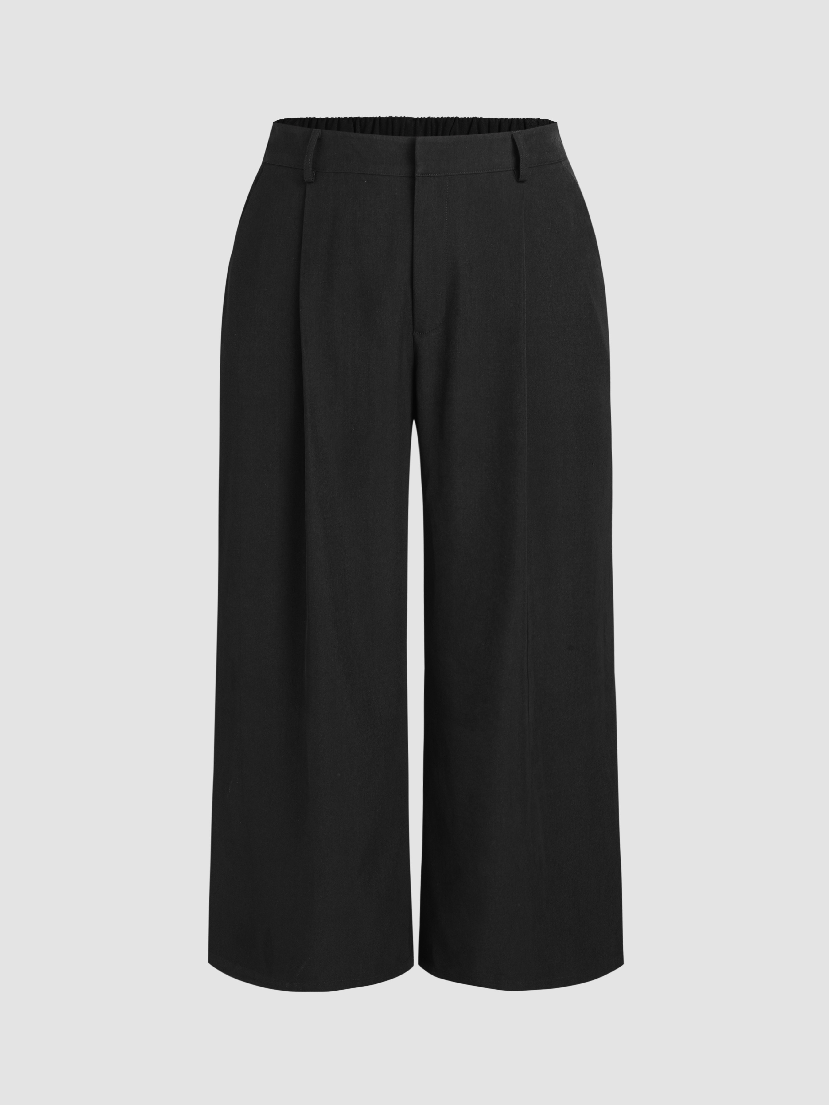Mid Waist Pleated Pocket Wide Leg Pants Curve & Plus | Cider