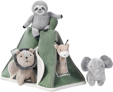 Lambs & Ivy Interactive Plush Safari/Jungle Green Tent with Stuffed Animal Toys | Amazon (US)