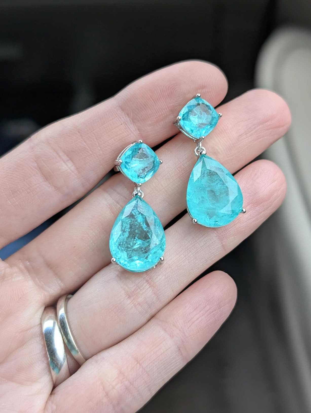 Amazon.com: Paraiba Tourmaline Vintage Teardrop Dangle Earrings, Bridal Bridesmaids Statement Drop Jewelry for Women, Wedding Prom 2025 Trend, Silver-plated Metal Emerald Gemstone, Big Cocktail Fine Party Gift: Clothing, Shoes & Jewelry | Amazon (US)
