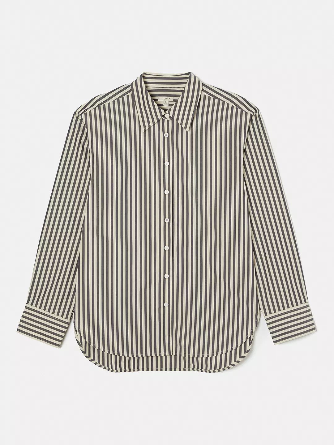 Jigsaw Cotton Poplin Stripe Shirt, Cream/Grey | John Lewis (UK)