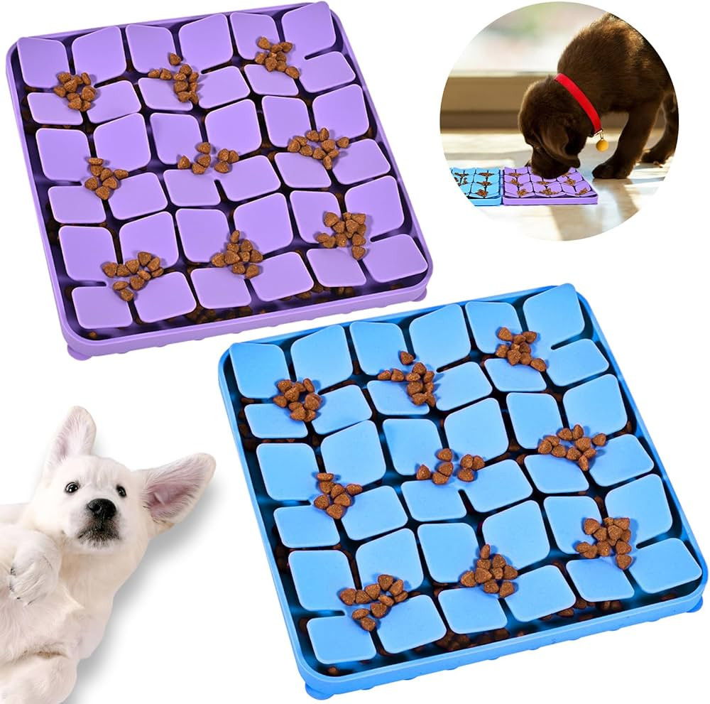 Silicone Snuffle Mat for Dogs 2 Pack, Silicone Dog Slow Feeder Lick Mat with Suction Cups, Dog Pu... | Amazon (US)