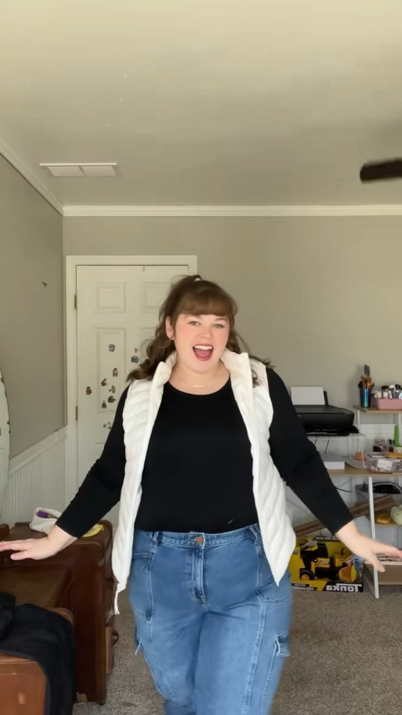 Plus size puffer vest paired with some denim cargo jeans 

#LTKPlusSize #LTKSeasonal #LTKMidsize